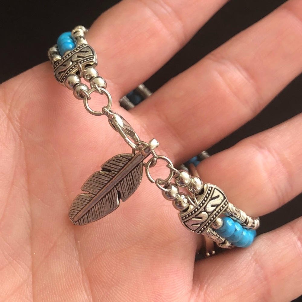 🎁 Tibetan Silver Bracelet Turquoise Beads